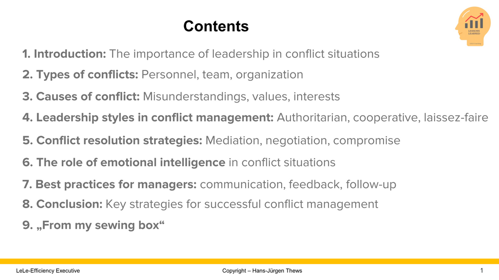 Further training in leadership